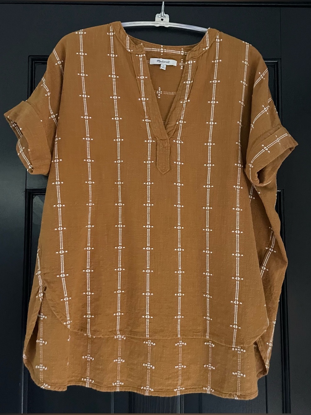 Lakeline Popover Shirttail Top in Jacquard Stripe by Madewell